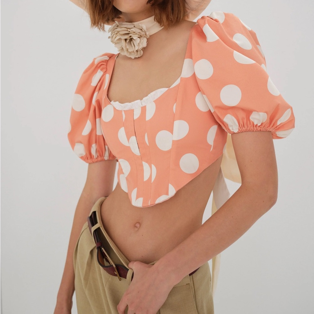 For Love and Lemons Corset Polka Dot Top
